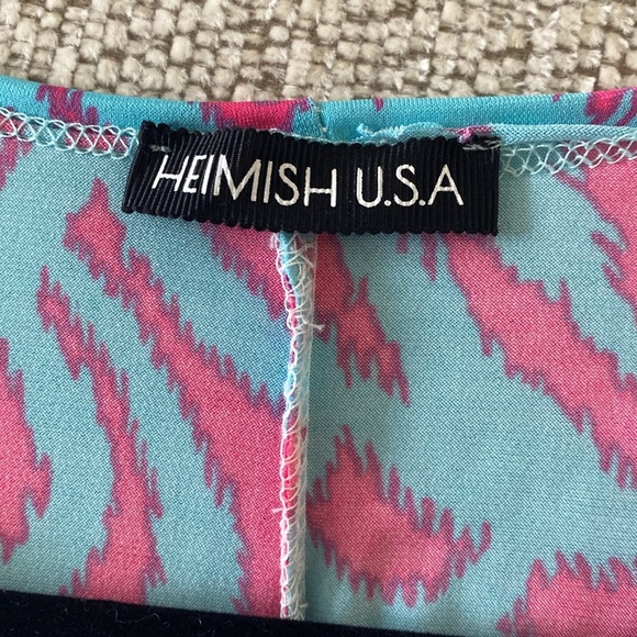 Heimish USA sleeveless midi dress with pockets! Hot pink and teal. - Picture 4 of 5